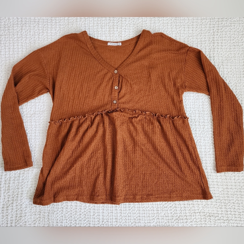 Pinkmstyle waffle knit top plus size 2X NWOT